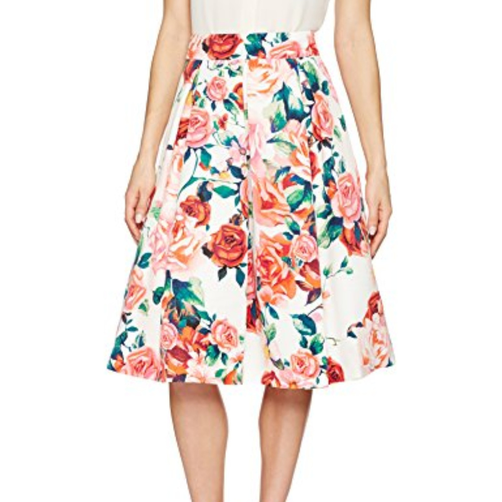 Eliza J Midi Skirt Floral Skirt Full Skirt NWT